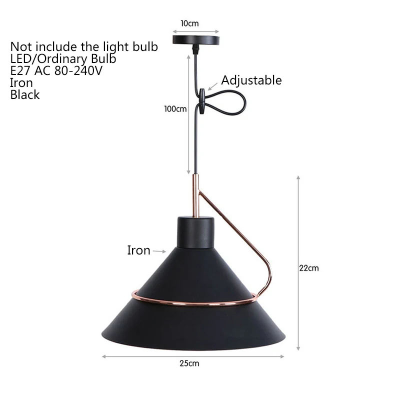 Промышленный черный железный подвесной светильник светодиодный E27 современный пасторальный подвесной светильник для гостиной кухни спальни лобби отеля ресторана кафе - Цвет корпуса: Черный
