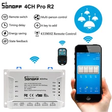 Sonoff 4CH Pro R2 умный Wifi светильник 4 комплекта, 3 режима работы инчинг Блокировка самоблокирующийся RF/Wifi переключатель работает с Alexa