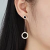 Mode deux Style Rose or couleur boucle d'oreille émail romain moméral suspendus cercle et petit carré suspendus cercle femme goutte boucle d'oreille ► Photo 3/6