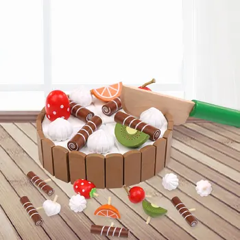 

Newest Models Invisible Magnetic Wooden Kitchen Toys Cut Mini Cake Children Cut Simulation Toy Baby House Pretend Play
