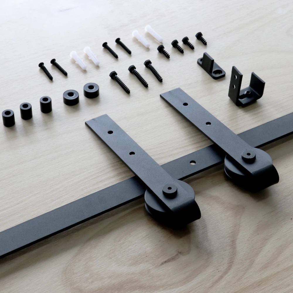 Kinmade خشبي خزانة انزلاق باب الحظيرة الأجهزة البسيطة باب الحظيرة المسار عدة ديي تلفزيون موقف حدة أداة (باب مزدوج)