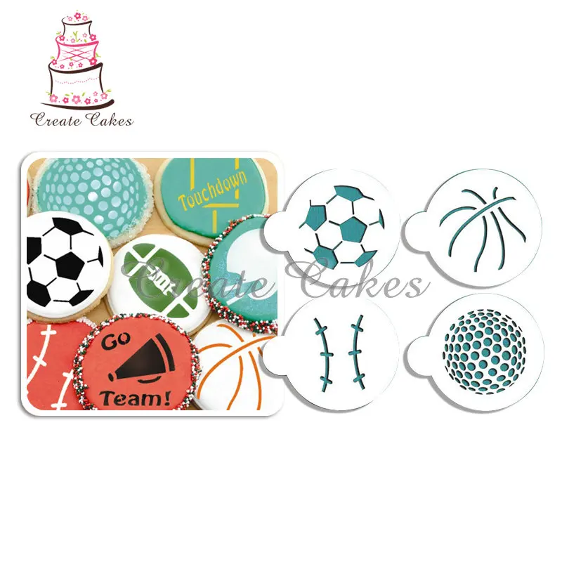 

Large Sports Ball Cookie Stencils Cake Side Stencil Cake Decorating Tool Bakeware