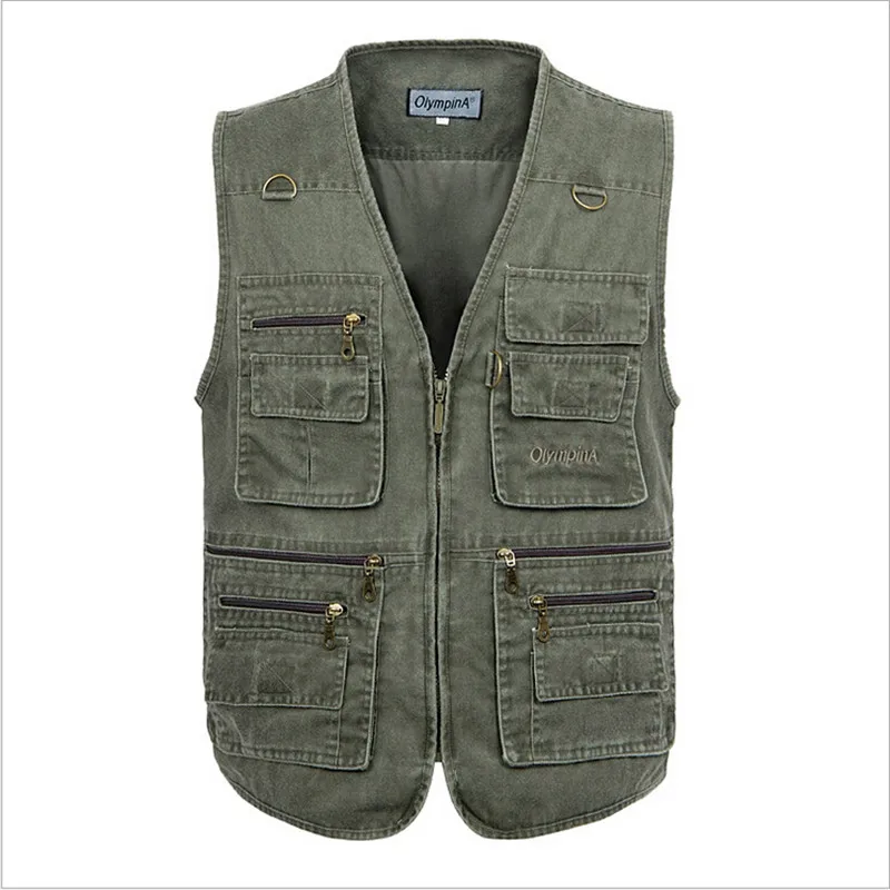 

2019 Men Summer Fashion Vest Male Canvas Vest With Many Pockets Casual Sleevelss Men'S Vests Colete Masculino Mv91061