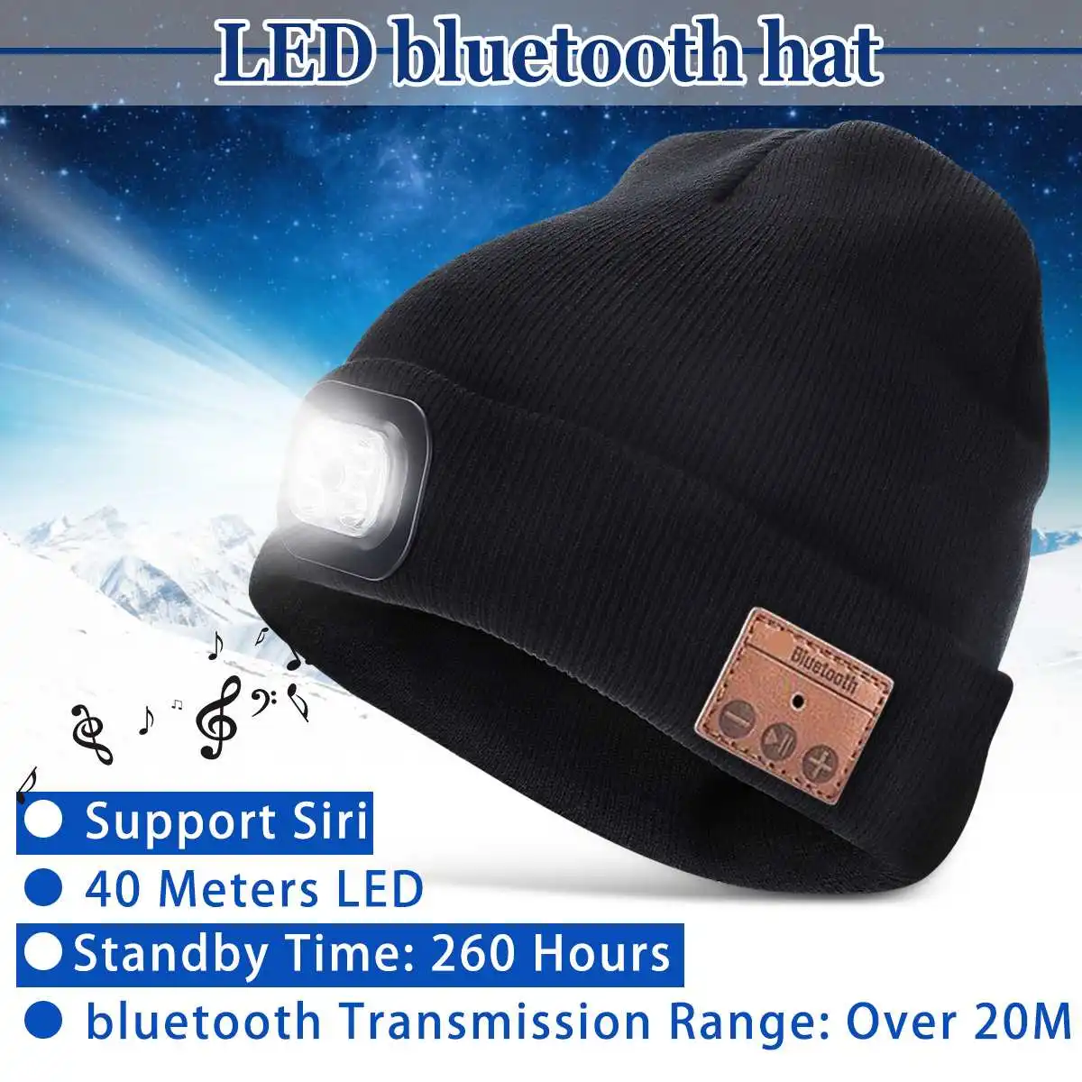 Беспроводной шапка c наушниками Bluetooth со съемной светодиодный свет кепки для бега BT 4,2 стерео музыкальные кепки с микрофоном для смартфонов громкой связи