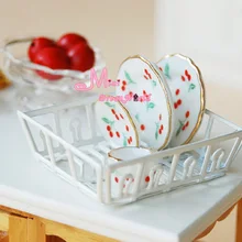 Белая металлическая стойка для посуды обеденный 1:12 кукольный домик миниатюра DK36