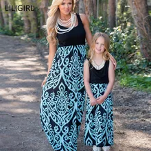 LILIGIRL/Новинка года; летнее хлопковое платье для мамы и дочки без рукавов; платье в стиле пэчворк для девочек; одинаковые комплекты для семьи