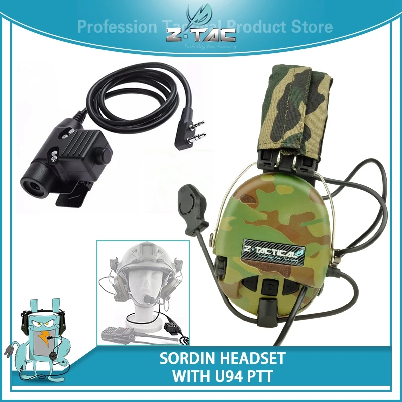 Наушники Z-Tactical Airsoft Peltor Sordin шумоподавляющие авиационные наушники с U94 PTT для midland