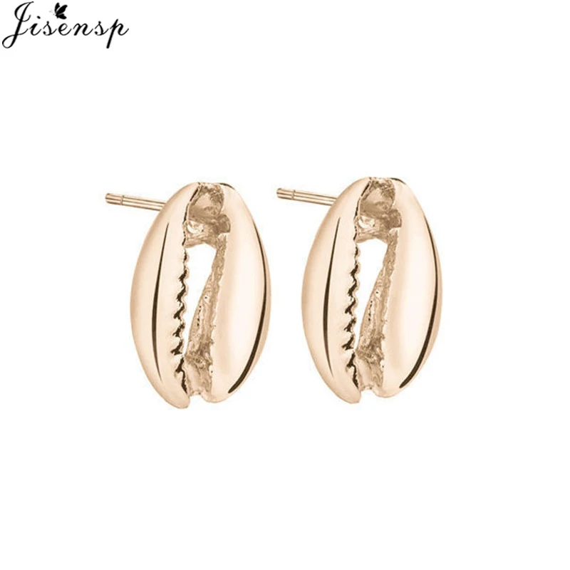 Jisensp, натуральное летнее пляжное колье, ожерелье, простое богемное ожерелье из ракушек, ювелирное изделие для женщин, девушек, подарок на день рождения - Окраска металла: gold earrings
