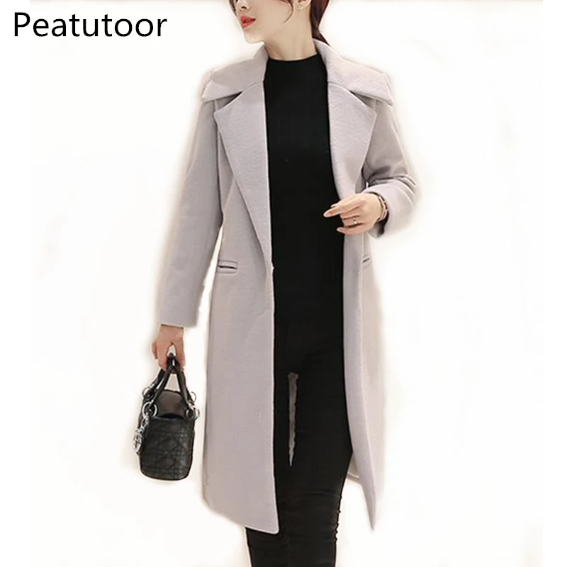 2020New Hot Fashion Winter Coat For Women Warm Wool Elegant Blends Long Sleeve Cashmere Womens Slim Pockets Ladies Woolen Coats | Женская