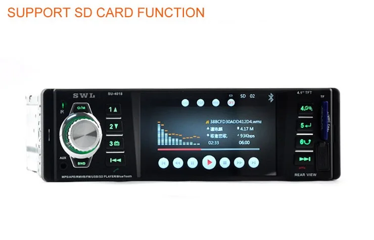 4,1 дюймов Автомагнитола 1 Din автомобильный аудио плеер стерео Автомагнитола 1Din 12 В USB AUX FM Bluetooth MP3 Mp4 плеер Автомагнитола 1din