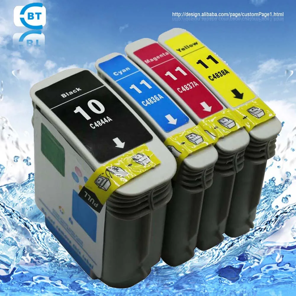 

4 color 1set compatible hp10 hp11 c4844a c4836a c4837a c4838a ink cartridge