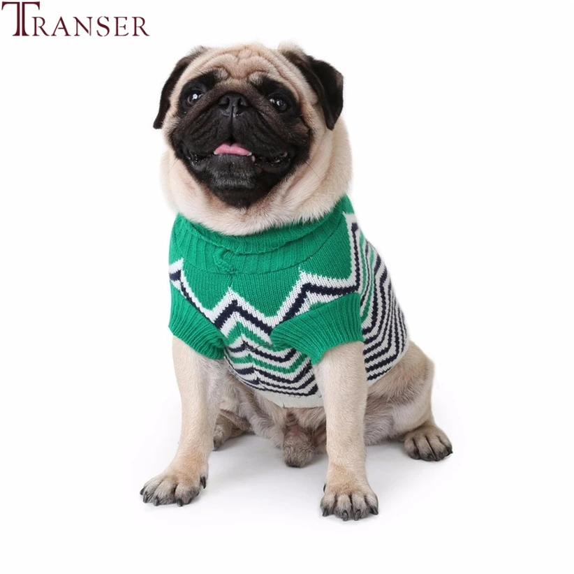 Transer Pet Одежда с принтом в виде собак зимние теплые штаны в полоску в стиле пэчворк вязаный свитер для маленького для собачек-Мопсов 71103