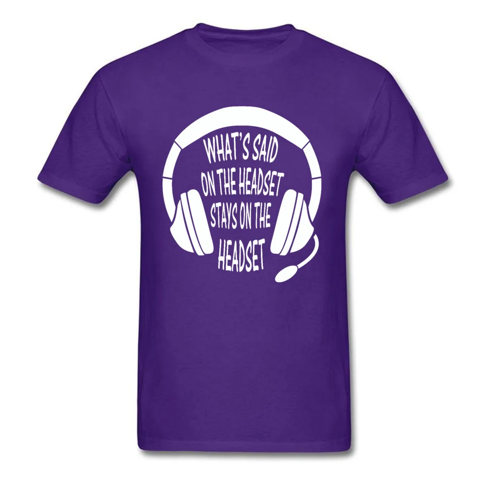 Whats-Said-on-The-Headset-Stays-on-The-Headset- Crew Neck T Shirt Summer Fall Casual Tops Tees Fashion Cotton Tops Shirt Men's Whats-Said-on-The-Headset-Stays-on-The-Headset- purple