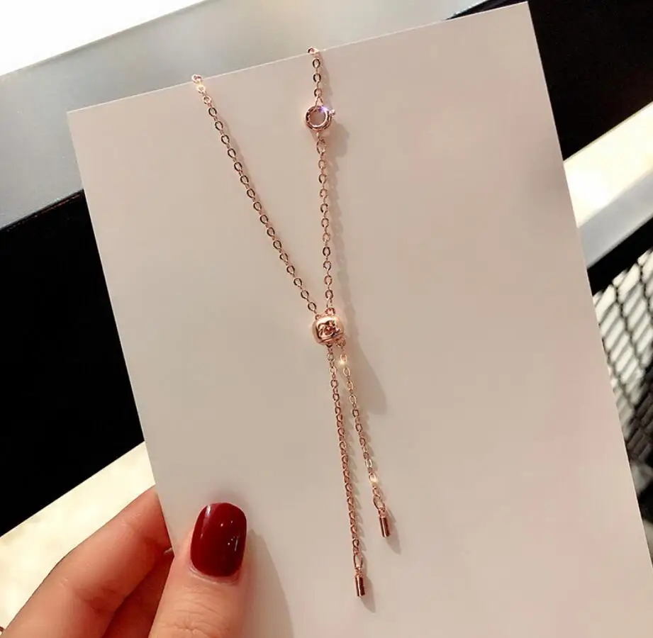 Ренди CZ Кристалл трехмерное ожерелье с бантиком из нержавеющей стали свадебное ожерелье ювелирные изделия для женщин Подарки