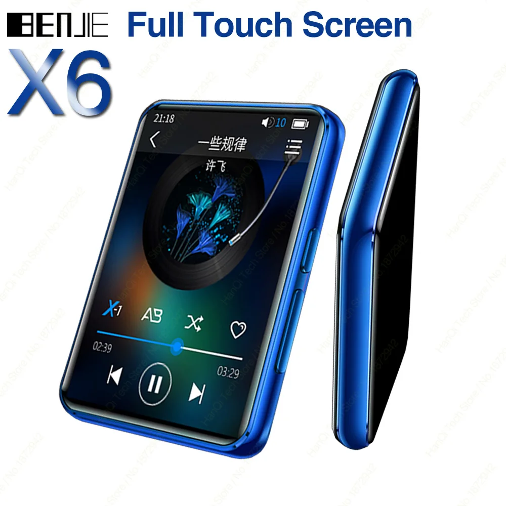  Benjie X6 Full Touch Screen MP3 Player 4GB 8GB Music Player With Built-in Speaker FM Radio Video Pl
