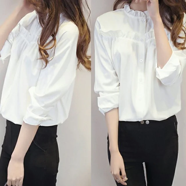 Spring Summer Mori Girl Casual Shirt Women Solid White Long Sleeve Cotton  Embroidery Female Elegant Tops Ladies Blouses U185 - Blouses & Shirts -  AliExpress