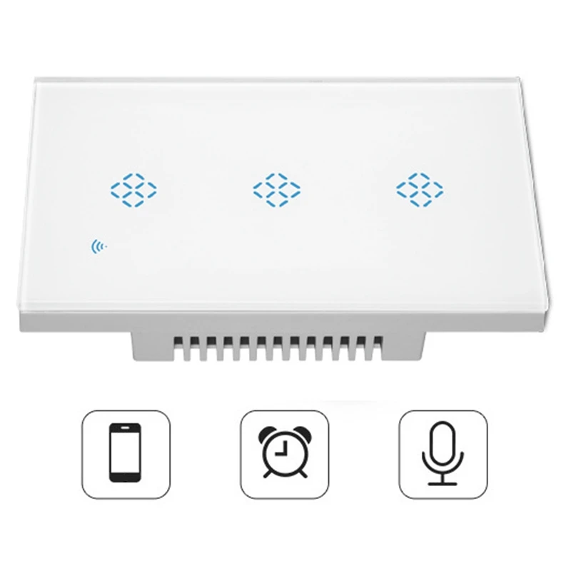 

Standard Smart Wall Wifi Switch Three Mobile Phone Remote Control Intelligent Wireless Remote Control Voice Timer Switch