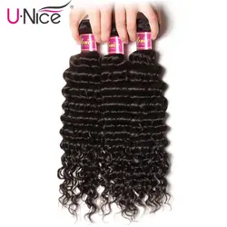 Волосы UNICE глубокая волна бразильские волосы переплетения пучки 3 шт натуральный цвет 100% человеческие волосы ткачество remy волосы