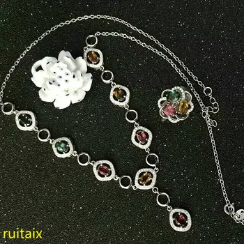 

KJJEAXCMY boutique jewels 925 sterling silver inlaid with natural tourmaline calabash gem female pendant ring 2 sets chain to se