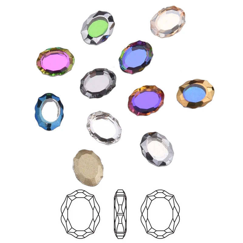 

10pcs Mirror flatback rhinestone strass 3d nail art DIY glitter nails decorations new arrive glass charms designs YHA140