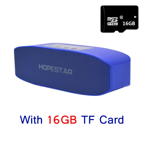 Blue With 16GB Card HOPESTAR H11 Bluetooth беспроводной динамик Hifi Саундбар двойной бас стерео Поддержка USB TF AUX FM с зарядным устройством для телефона - Цвет: Blue With 16GB Card