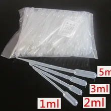 100 шт./лот, 0,2 мл, 0,5 мл, 1 мл, 2 мл, 3 мл, 5 мл, пипетки, одноразовые пластиковые, градуированные, пастерные пипетки, капельница, полиэтилен