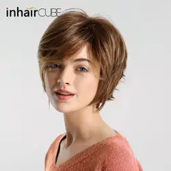 Inhair Cube 10 дюймов Для женщин парики с короткими волосами женские вечерние ежедневно натуральный смешанный Цвет синтетическим ручной лоб