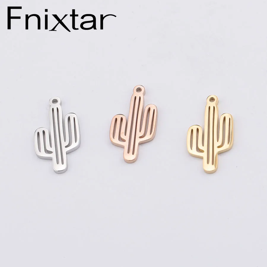

Fnixtar Mirror Polish Stainless Steel Hollow Cactus Charm Pendant Desert Plant DIY Jewelry Making Findings 13*25mm 20Piece/lot
