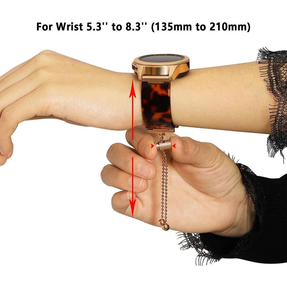 Смола и Нержавеющая сталь ремешок для наручных часов samsung Galaxy Watch 42 мм активный Active2 40/44 мм Шестерни S2 классический Для женщин ювелирные изделия ремешок
