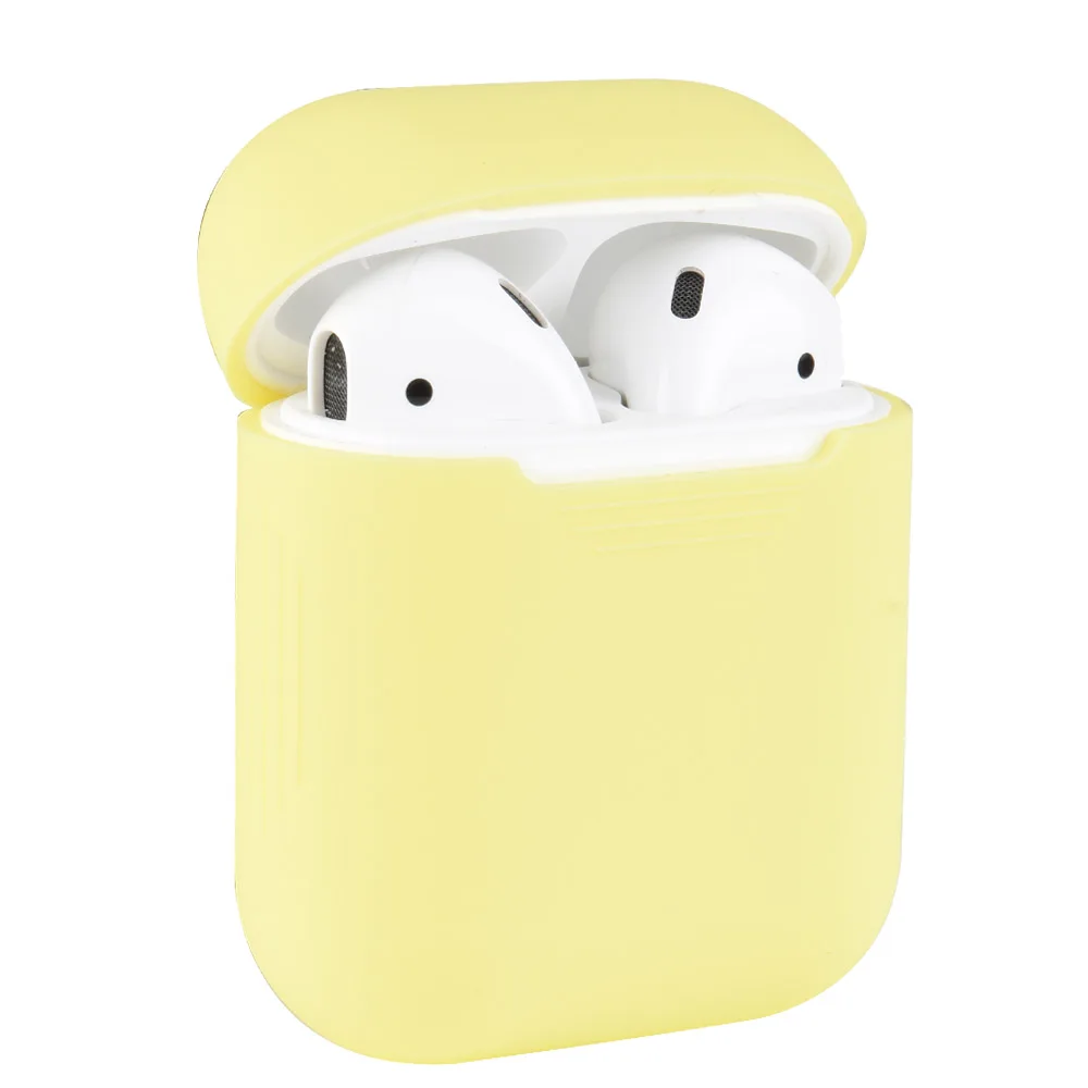 Силиконовый противоударный чехол для наушников для Apple AirPods - Цвет: Цвет: желтый