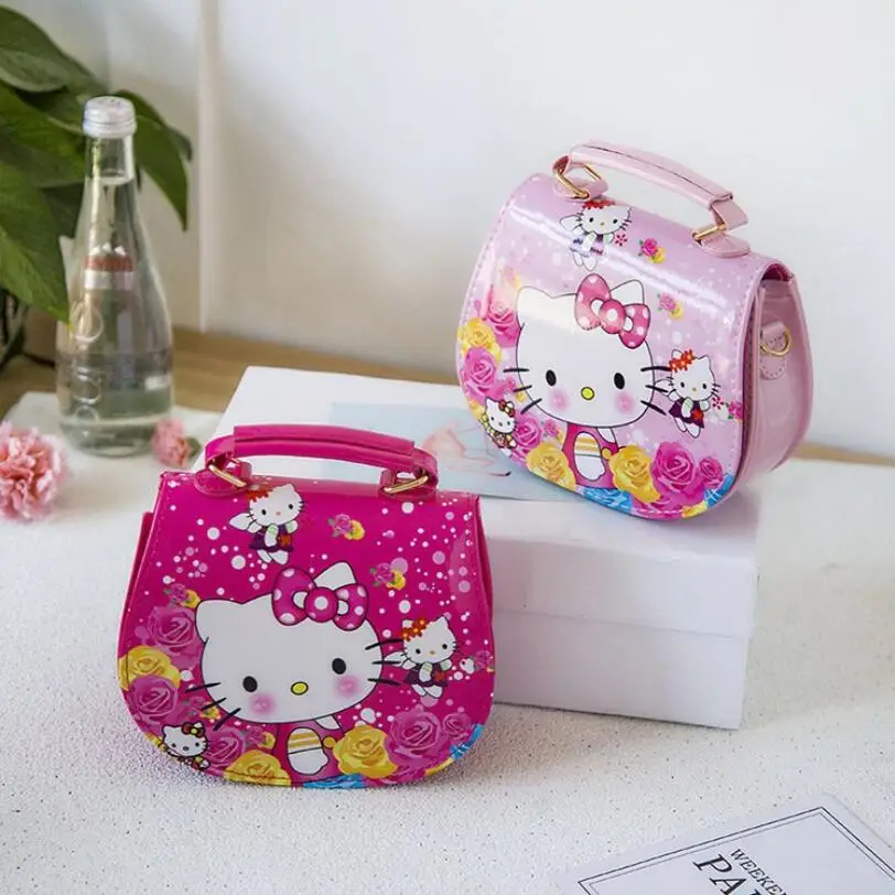 Маленькая сумка-мессенджер с рисунком hello kitty для девочек, модные простые детские сумки на плечо, сумка через плечо розового цвета