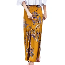 Юбка Русалочка длинный женский жакет клетчатый сплит юбки пуговицы женская модная повседневная юбка цветочный принт Женская юбка Сексуальная