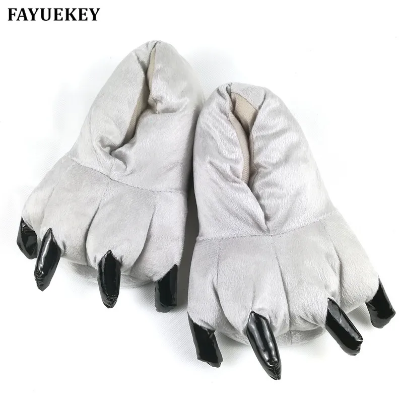 Beste FAYUEKEY Winter Thuis Warme Poot Pluche Slippers Thermische Katoen Zachte Funny Animal Kerst Monster Claw Slippers Indoor \\ Vloer Schoenen