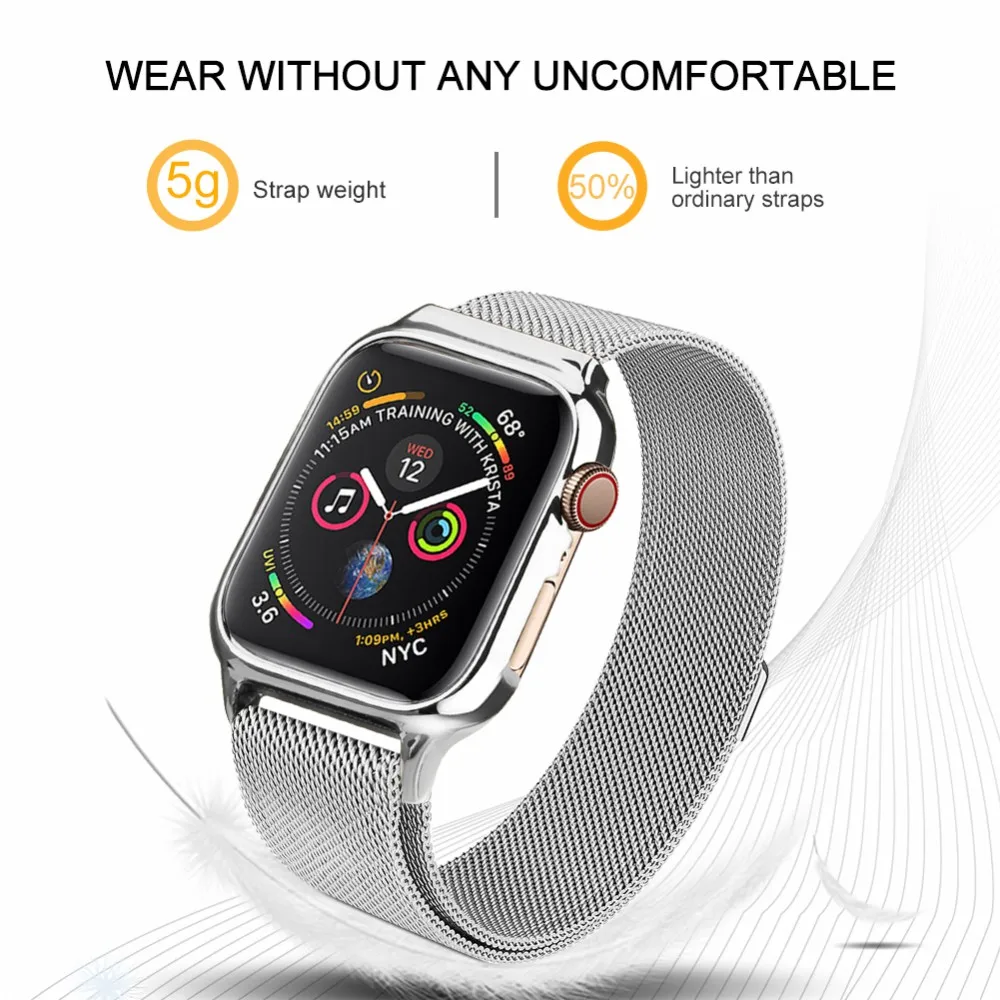 Металлический чехол с магнитной Миланской петлей для часов Apple Watch Series 4, 40 мм, 44 мм, ремешок для браслета iWatch 4