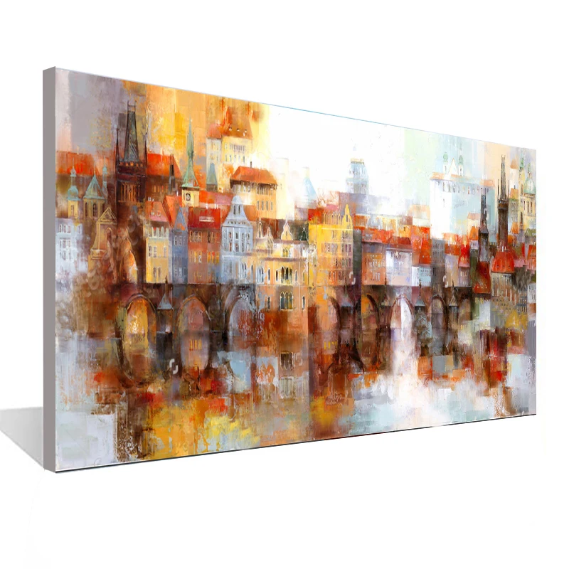 

Town landscape modern abstract canvas painting home decoration picture office hand painted oil painting