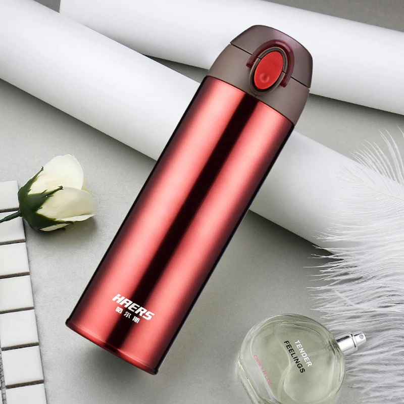 Haers 500 мл бутылка термос 304 нержавеющая сталь BPA бесплатная чашка легко открыть