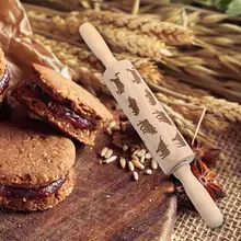 Классическая деревянная Скалка, легкое закручивание подшипников, рельефный олень, кухонные принадлежности для выпечки