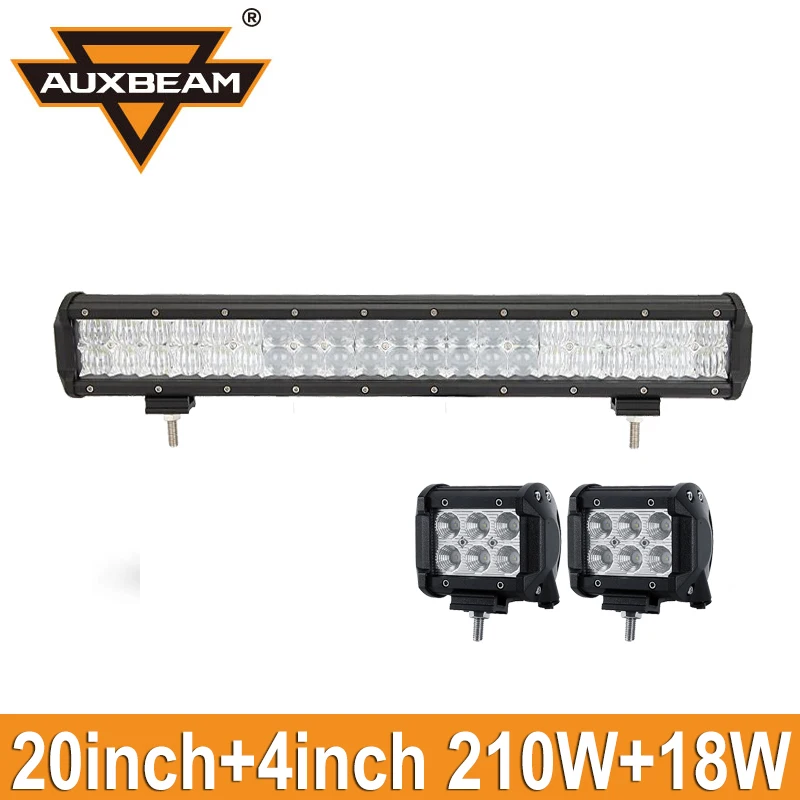 

Auxbeam 20" 210W CREE Chips LED Light Bar Offroad Combo+2x18W Spot/Flood Led Work Driving Lights for Jeep Truck 4X4 SUV Pickup