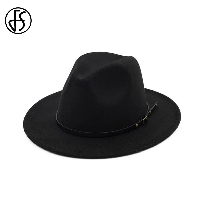 Jack/&Arrow Fedora per Uomo Cappello Panama Gangster in Feltro di Lana a Tesa Larga Regolabile Vintage