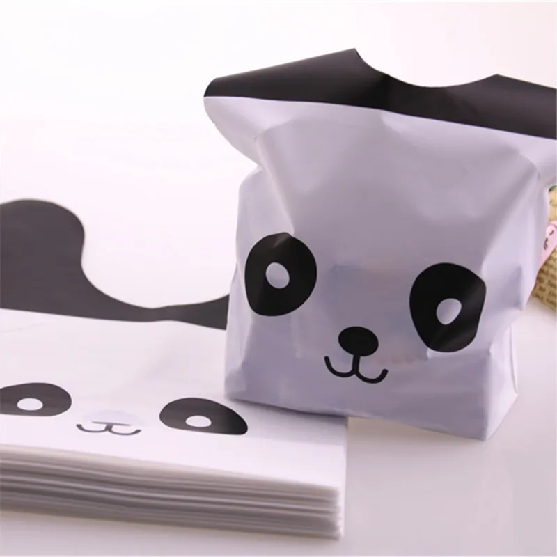 Wholesale 50pcs/lot Cute Rabbit Ear Biscuit Gift Bags For Party Cookies Pouches With Lovely Panda Wedding Candy Bags
