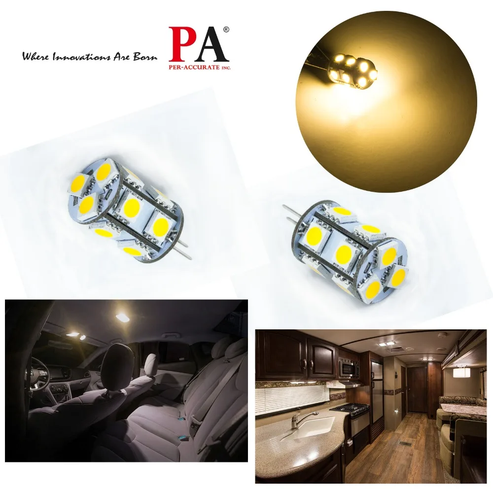

PA LED 10PCS x Spotlight Light Home Cabinet Car 10-30V 13SMD 5050 G4 Warm White Color Interior Lamp