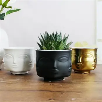 

Vaso Artistic Human Face Pattern Vases for Flower Ceramic Plants Flower Pot Flower Container Planter Home Decor Nordic Decoratio