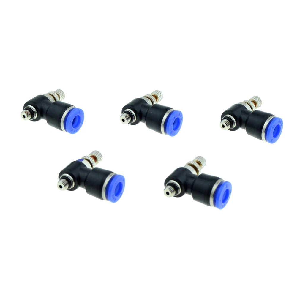 

6mm Push in to M5 5mm Male thread diameter Connect Fitting Elbow Pneumatic Speed Flow Controller Fittings New