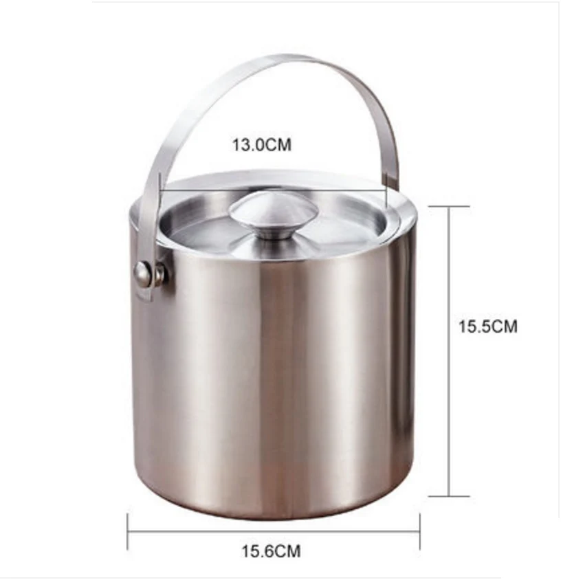 Stainless Steel Ice Bucket With Tongs-Silver Barware Serveware for Parties Events Gatherings