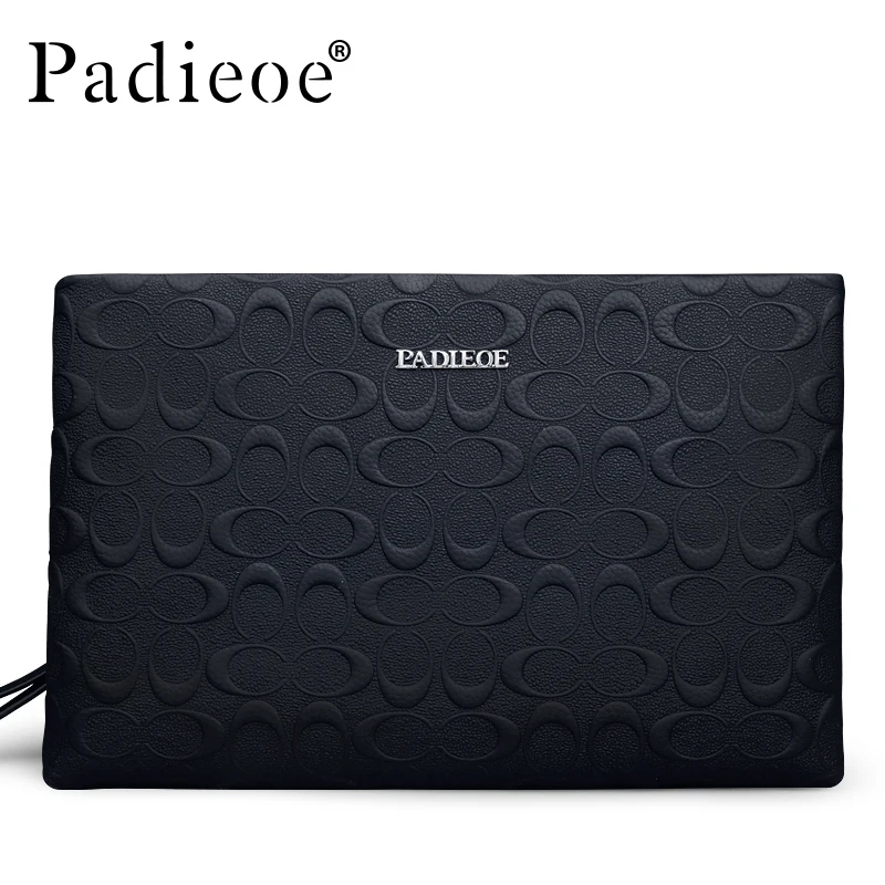 

Padieoe New Fashion Men's Clutch Bag Genuine Leather Men Money Wallets Pouch Purse Famous Brand Handbags Bag For Male Gifts