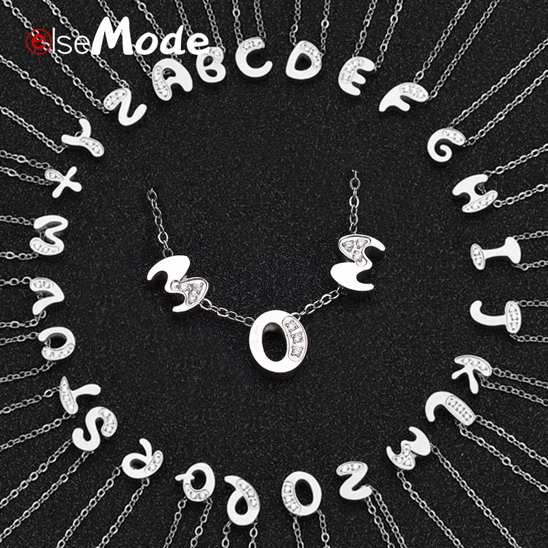 

ELSEMODE AAA CZ Stone Initial Letter Personalized DIY Name Necklace Stainless Steel For Women Mother Day Girl Jewelry Gift