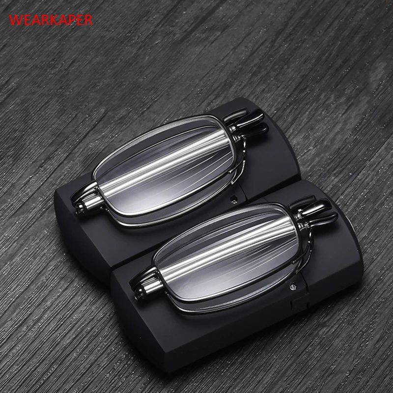 

NEW Portable Telescopic Arms Folding Reading Glasses Men Women Eyewear With Flip-Top With Case 1.0-4.0