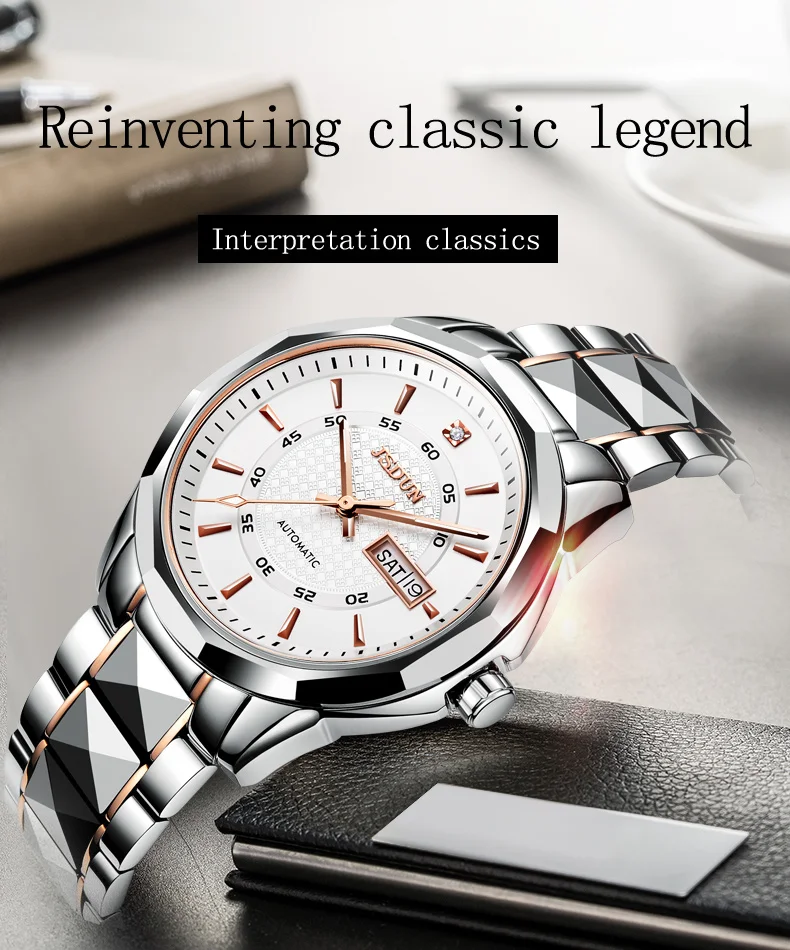 JSDUN пара механические часы автоматический наручные часы эксклюзивный бренд для мужчин часы сапфир водостойкий Авто Дата женский сталь Часы