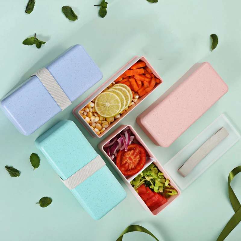 

Wheat straw 2 layer Lunch Box For Kids and Bento Box with Microwave heating Thermal Lunch bento Boxes For Kids in food container