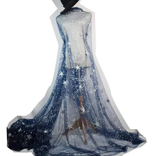 Дизайнерский Модный тренд Роскошная голубая звезда Космос блестка бисер блестки вышивка кружевная ткань марлевая ткань для платья